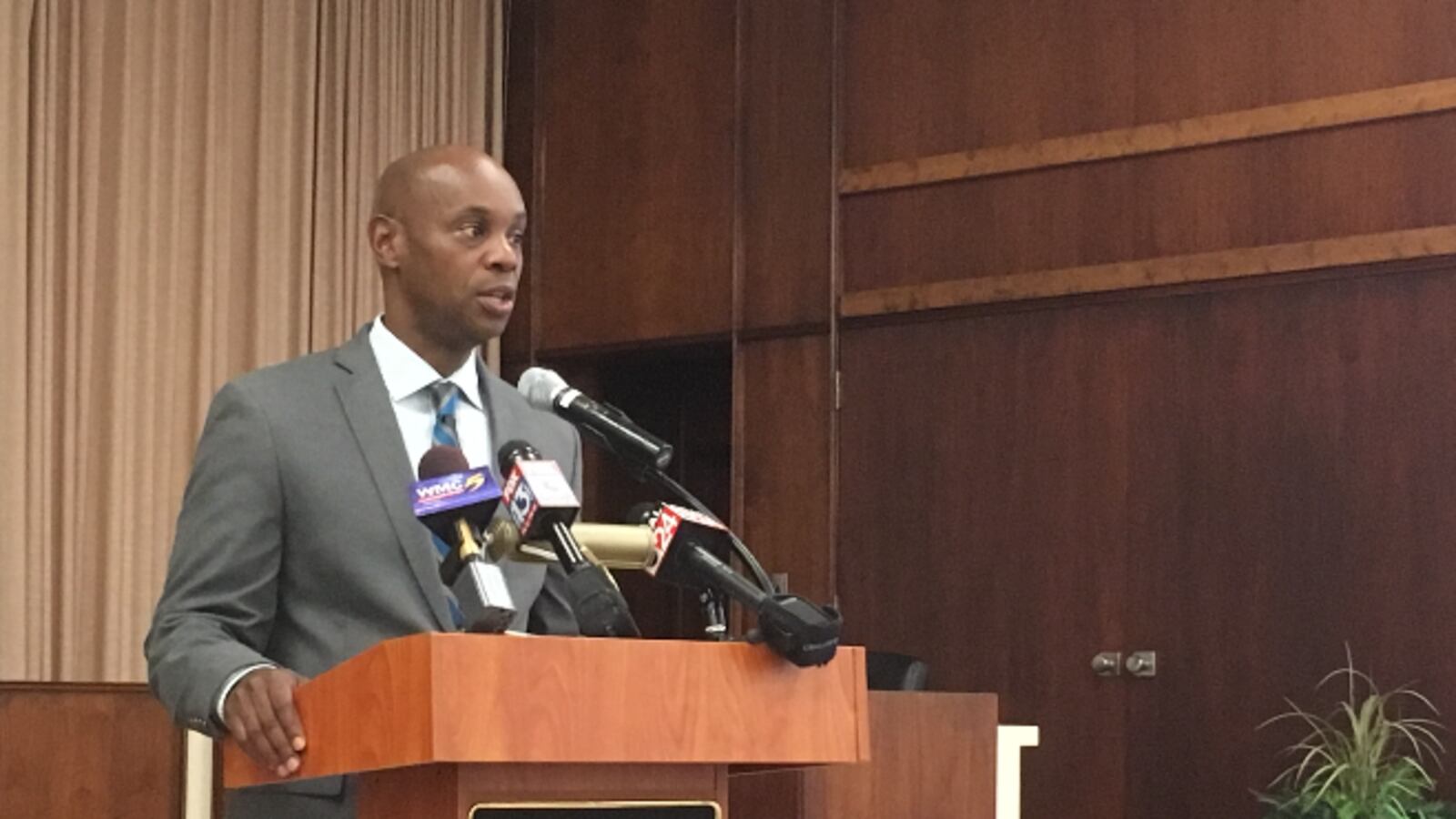 Shelby County Schools Superintendent Dorsey Hopson speaks at a news briefing days before the start of the school year.