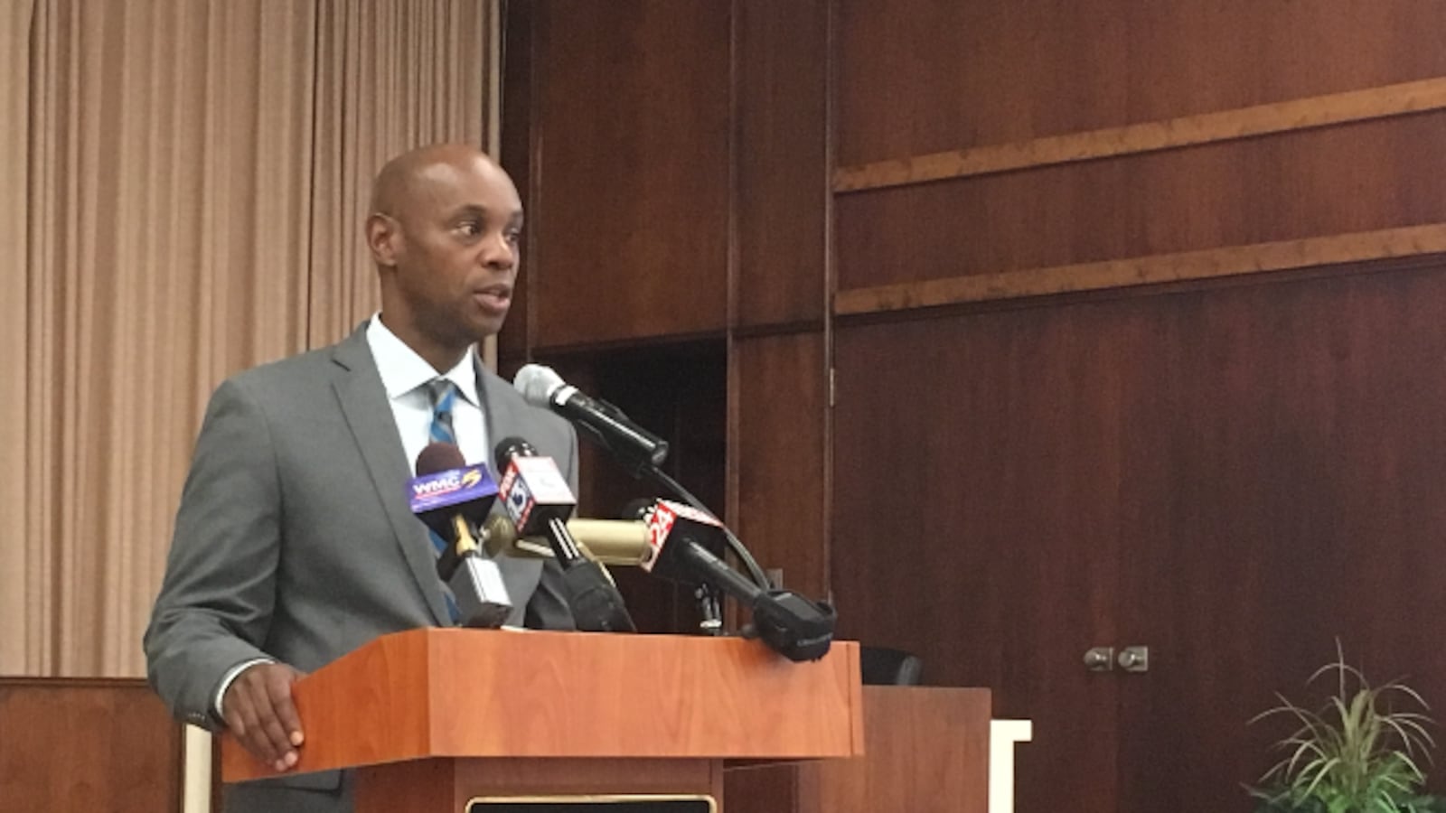 Shelby County Schools Superintendent Dorsey Hopson speaks at a news briefing days before the start of the school year.