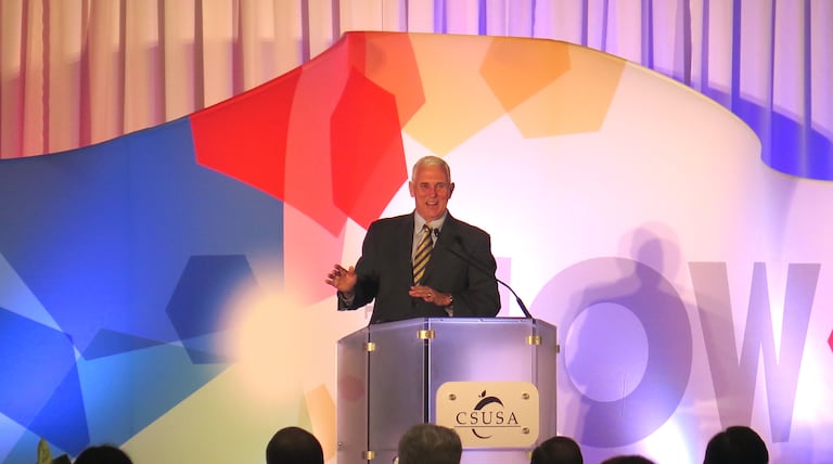 Pence touts school choice in speech to state takeover teachers