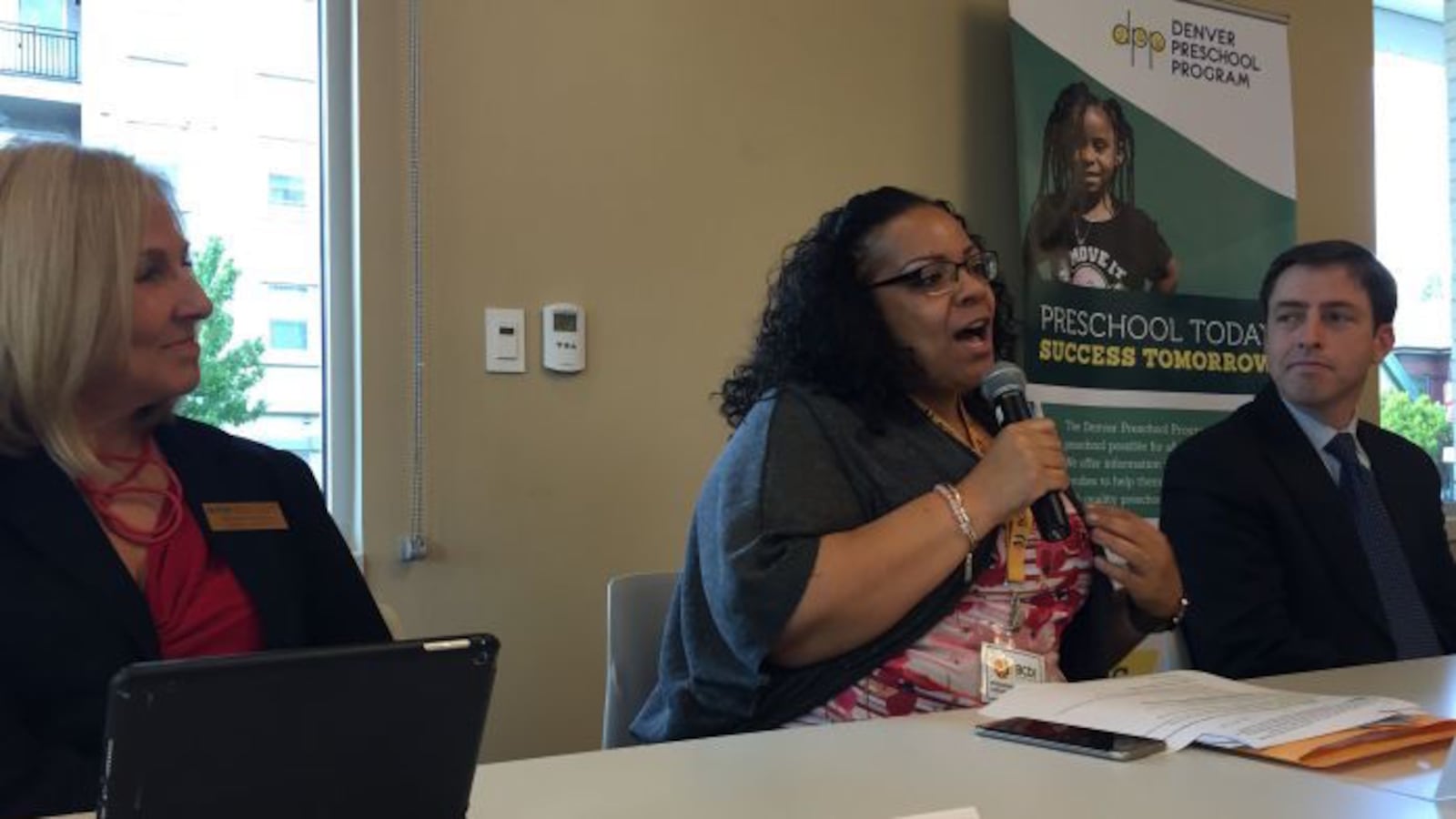 Rhonda Williams, Cassandra Johnson and Bill Yaeger (Nicholas Garcia/Chalkbeat).