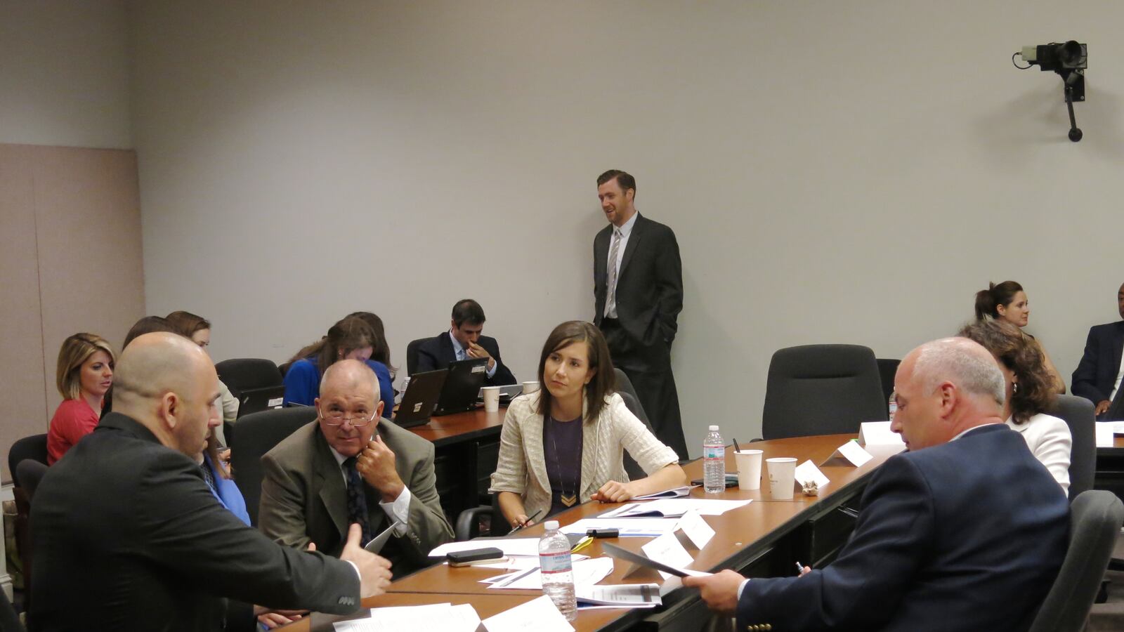 From left: Math teacher Phillip Eller, Rep. John Forgety, State Board of Education Director Sara Heyburn and Maryville City Schools Director Mike Winstead discuss state testing policies at a 2015 meeting of Tennessee's first testing task force.