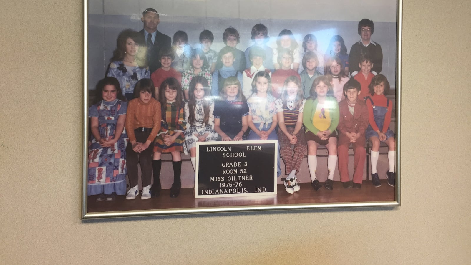 Before she became principal, Whitney Wilkowski attended Abraham Lincoln Elementary School in the mid-1970s. Pictured here is her third-grade class portrait, which hangs in her office.