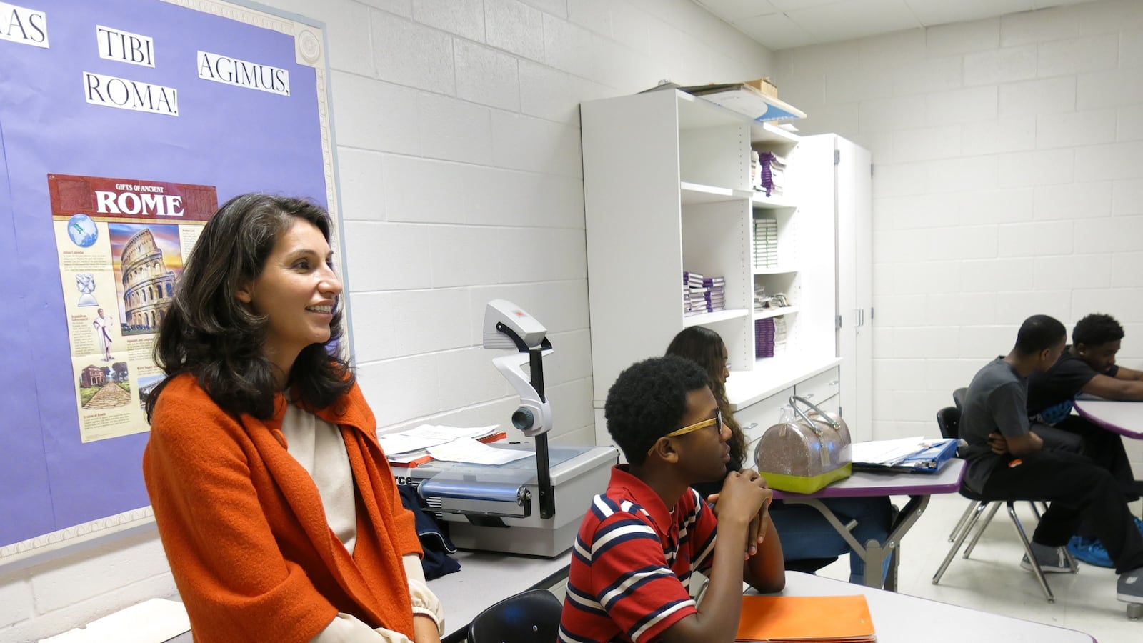 Heidi Ramirez visits a class in 2014 at Southwind High School in Memphis soon after she was named the district's chief academic officer. Ramirez announced her resignation from Shelby County Schools on Tuesday.