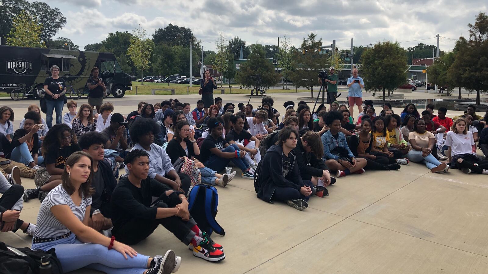 About 80 students at a Memphis high school left their classrooms Friday morning to protest changes at the school.