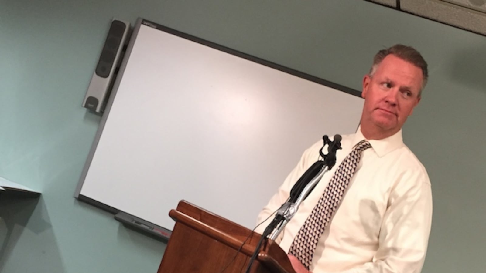 Jeffco Superintendent Dan McMinimee spoke to reporters Sept. 29 after more than half of the the teachers at two high schools called in sick or used a personal day. Classes were canceled at those schools.