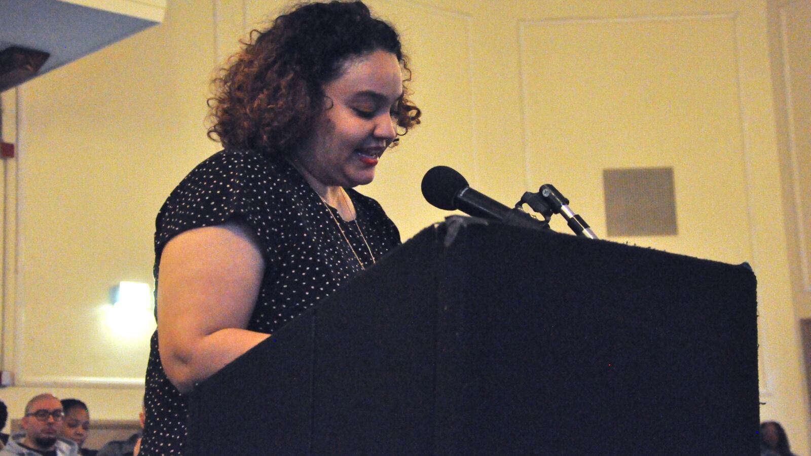 Jessica Reyes, the parent of a People's Prep Charter School student, argued at Tuesday's school board meeting that the state should allow the school to continue operating.