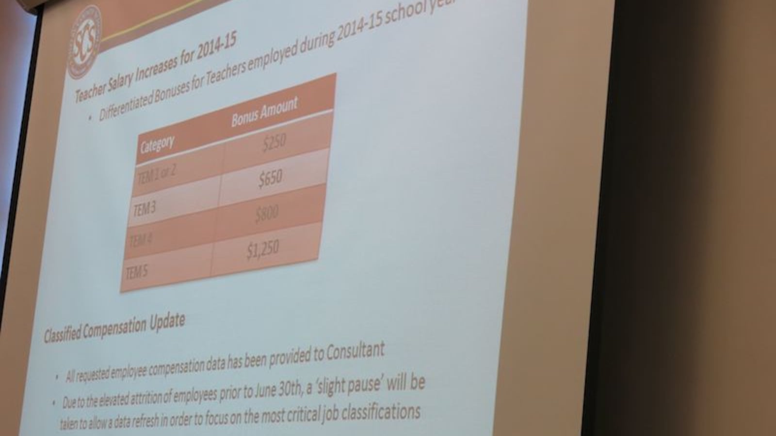 Shelby County School leaders presented its bonus pay plan for the districts teachers based on last year's evaluation scores.  All teachers will receive a bonus, but not a cost of living raise.