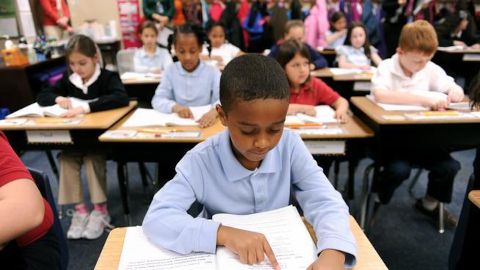 A student does classwork at James Irwin Charter Elementary School in Colorado Springs. (Denver Post file)