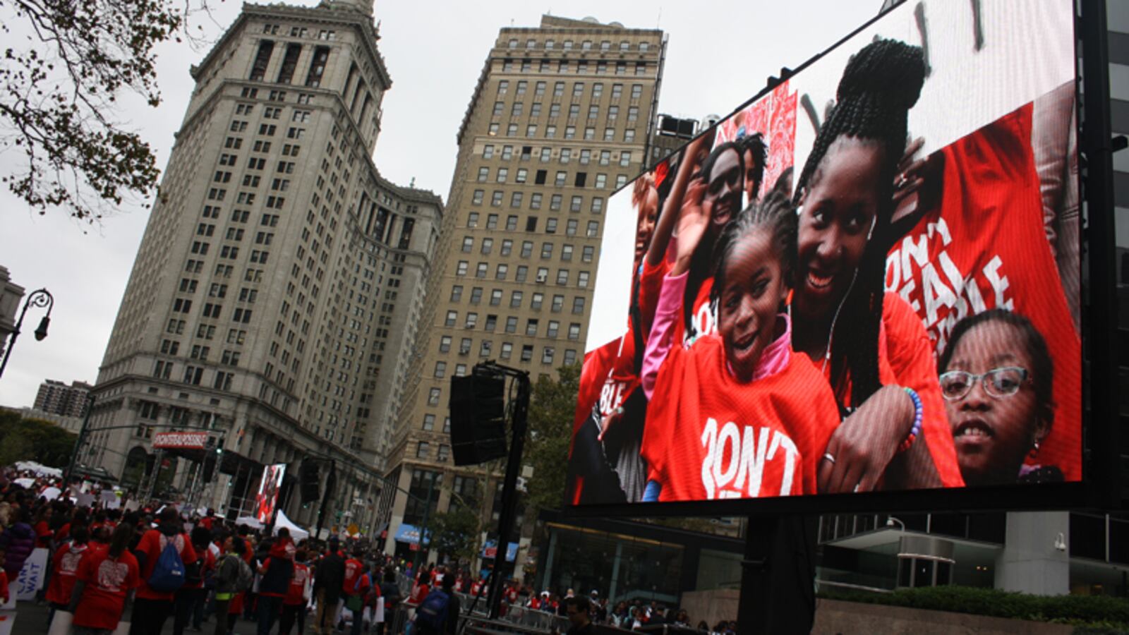 A Families for Excellent Schools rally in October 2014 featuring charter-school students and families.