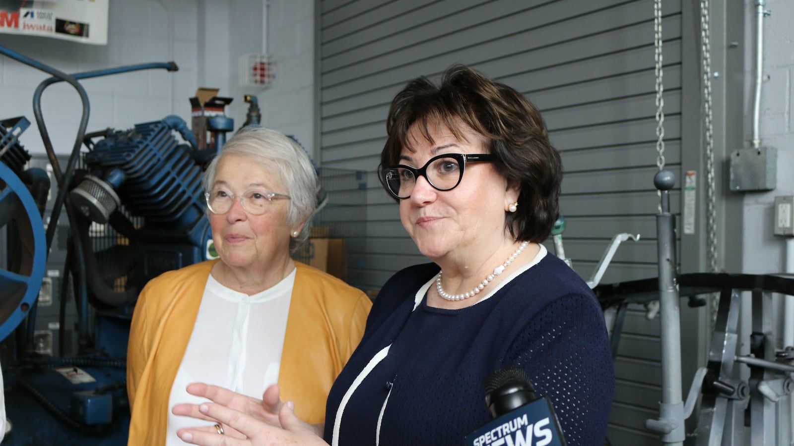 New York City Schools Chancellor Carmen Fariña and State Education Commissioner MaryEllen Elia at Thomas A. Edison Career and Technical Education High School.