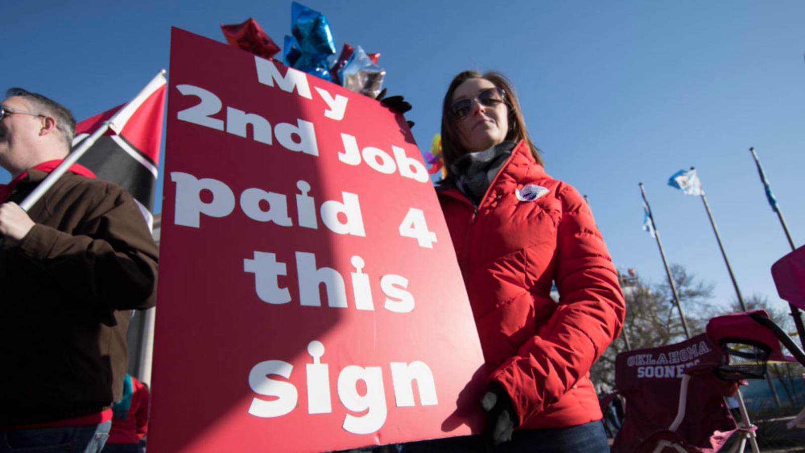 Teachers rally at the state capitol in Oklahoma City, Oklahoma on April 4, 2018. (J PAT CARTER/AFP/Getty Images)