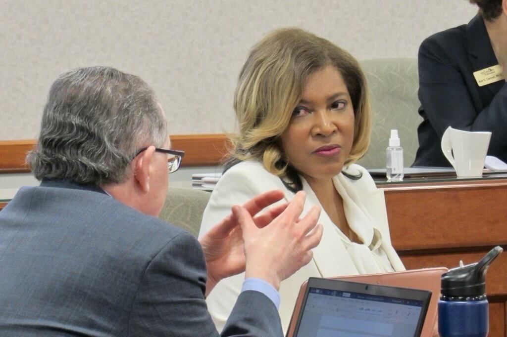State Board of Education President Pamela Pugh with state Superintendent Michael Rice.
