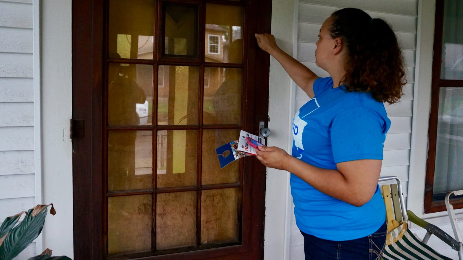 Lexus Balanzar, a campaign worker for Stand for Children, is making the case for voters to increase funding for Indianapolis Public Schools.