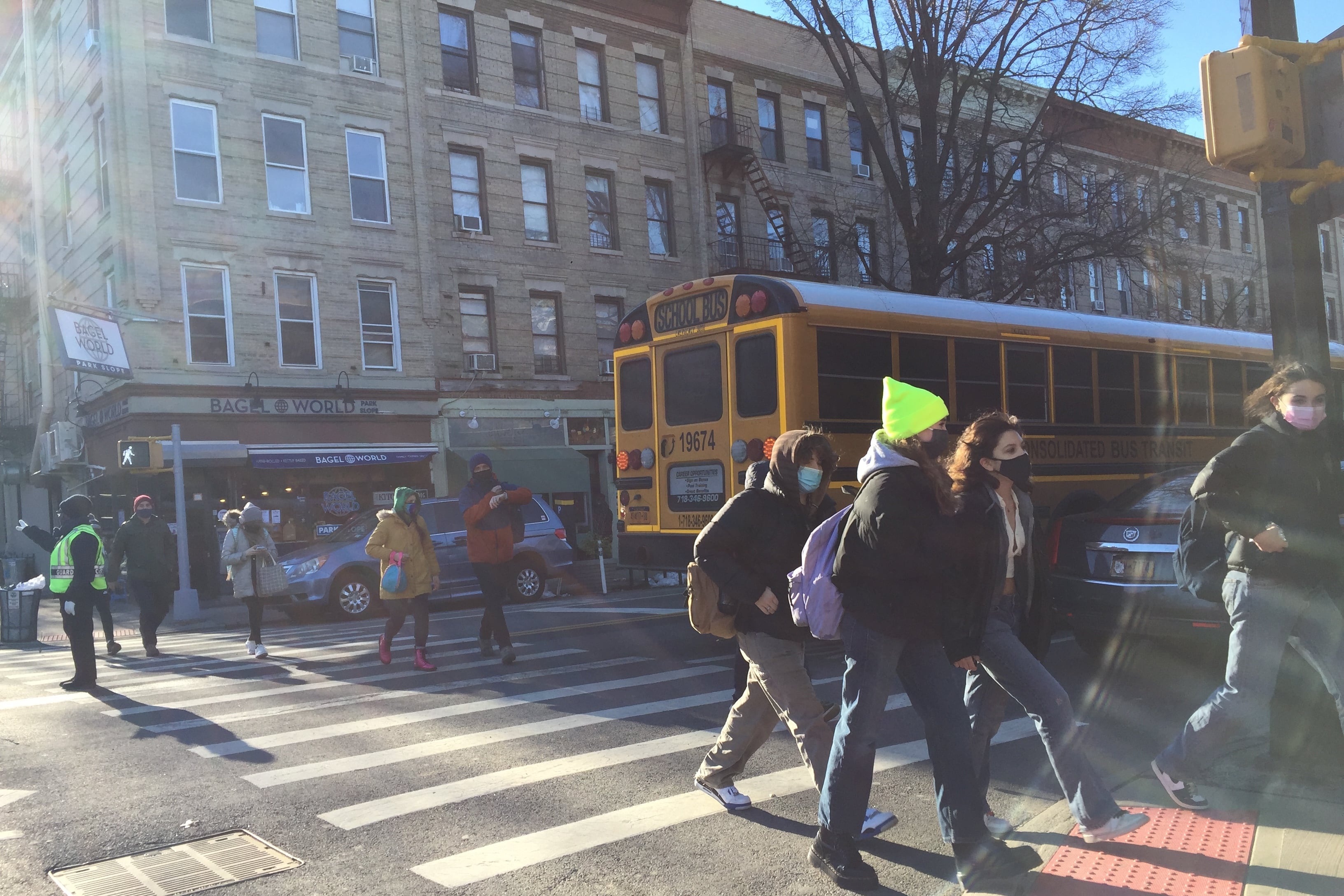 NYC middle schools reopened on Thursday, Feb. 25. Students at M.S. 51 in Park Slope, Brooklyn streamed into the building, socially distanced and masked.