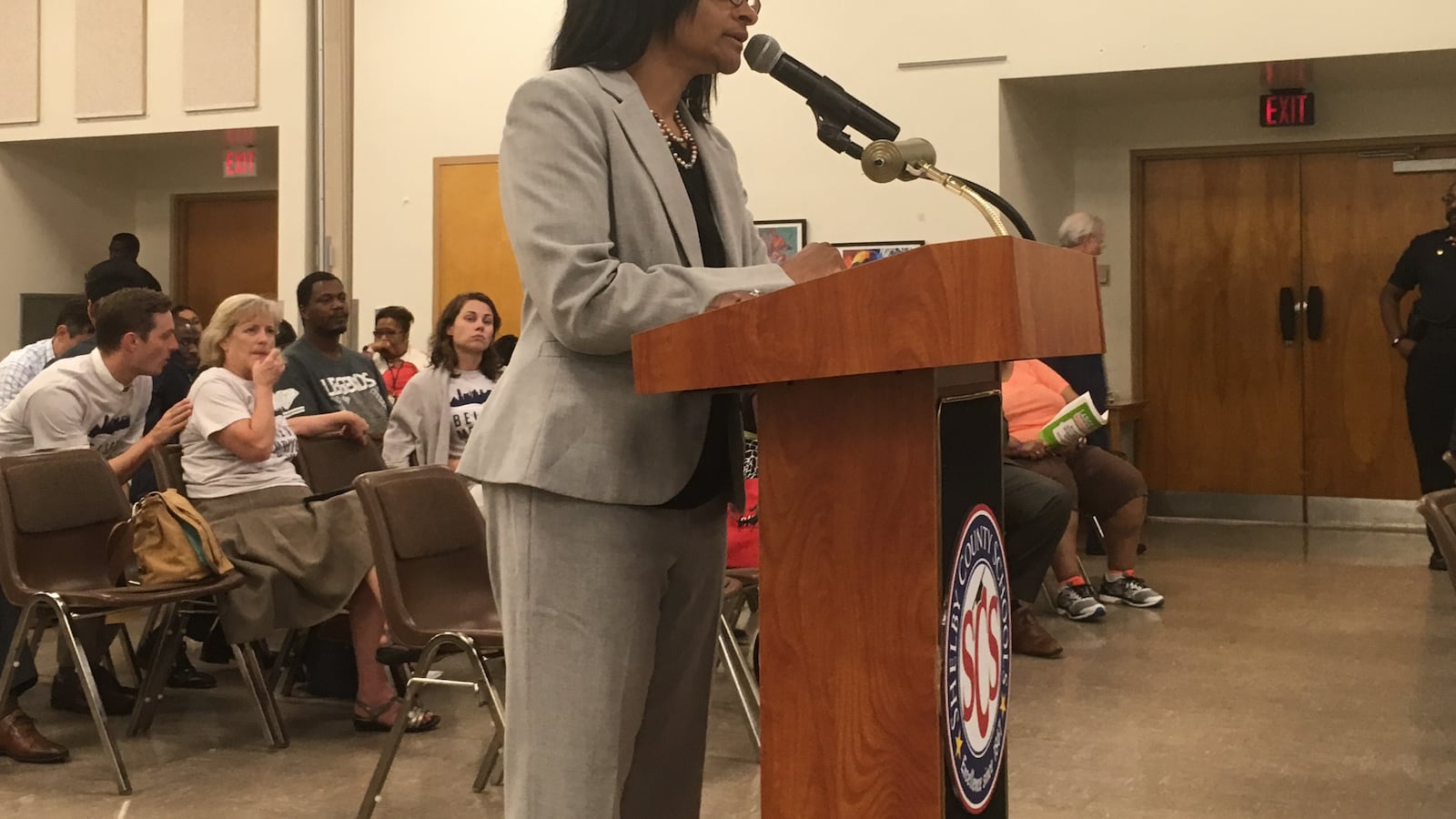 Daphnè Robinson, director of charter schools for Shelby County Schools, offers recommendations to the school board.