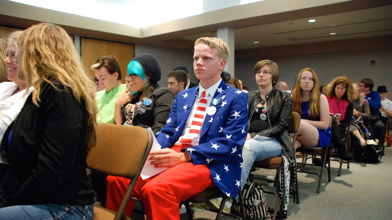 Garrett Hjelle, a Columbine High School student, was one of about 10 students ejected from a Jeffco Public Schools board meeting for attempting to disrupt the evening.