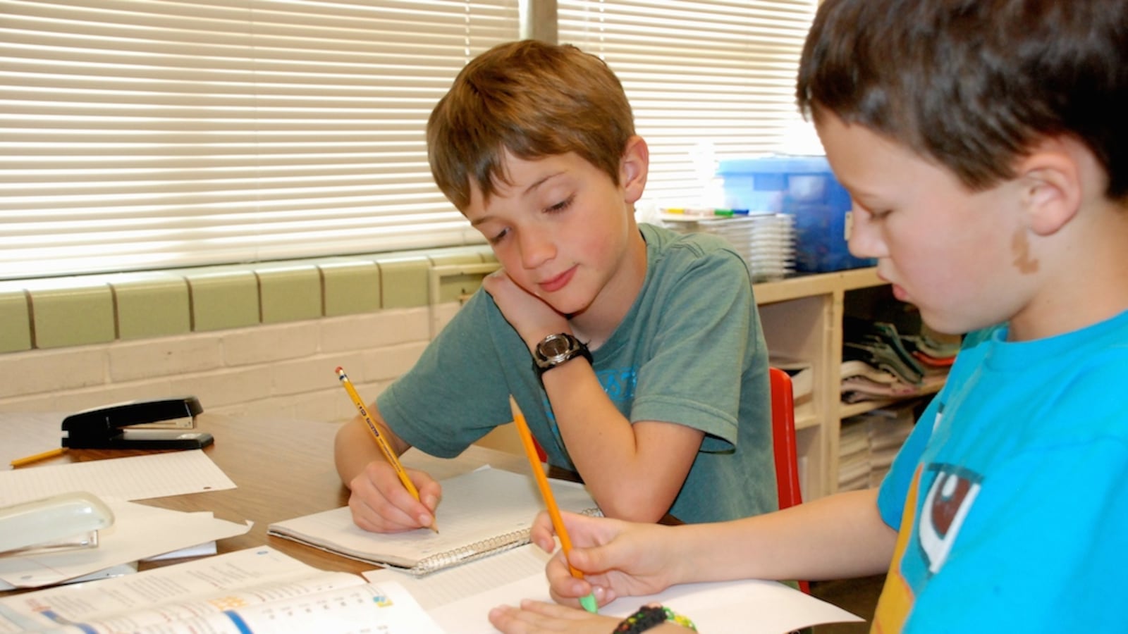 Third graders in Pueblo, Colorado work during class.
