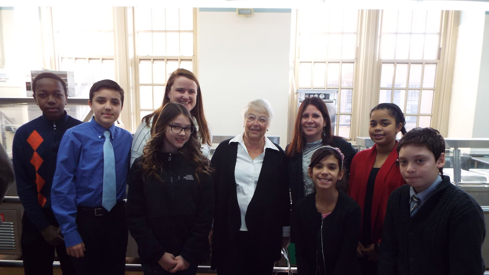 MSQI debaters with schools Chancellor Carmen Fariña at a recent tournament. (Photo courtesy of NYC Department of Education)