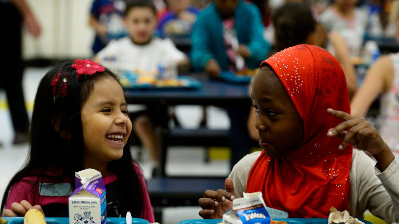 First graders eat their lunch at Laredo Elementary School in Aurora. (Photo by Seth McConnell/The Denver Post)