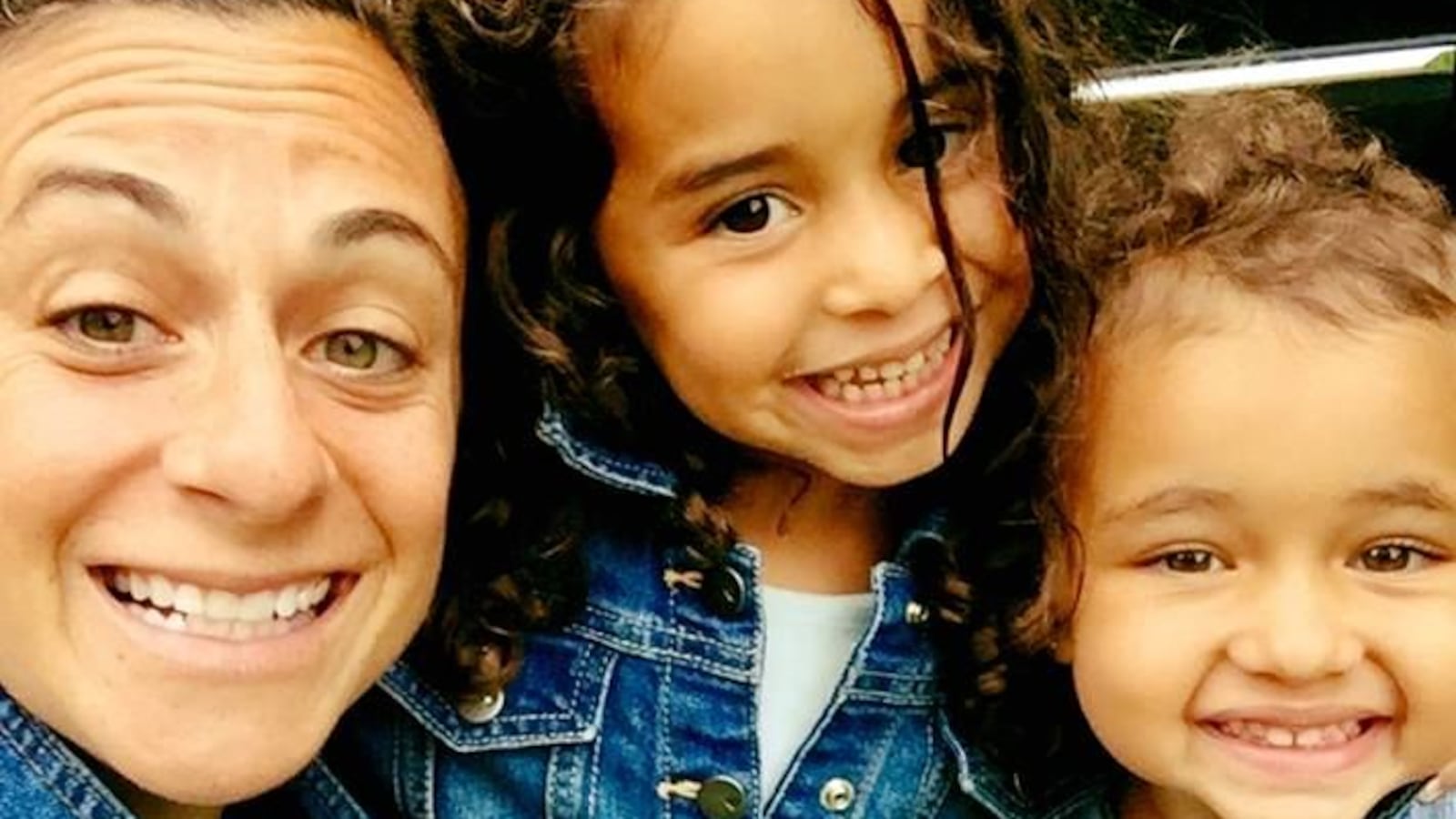 Brooklyn high school teacher Emily James with her children.