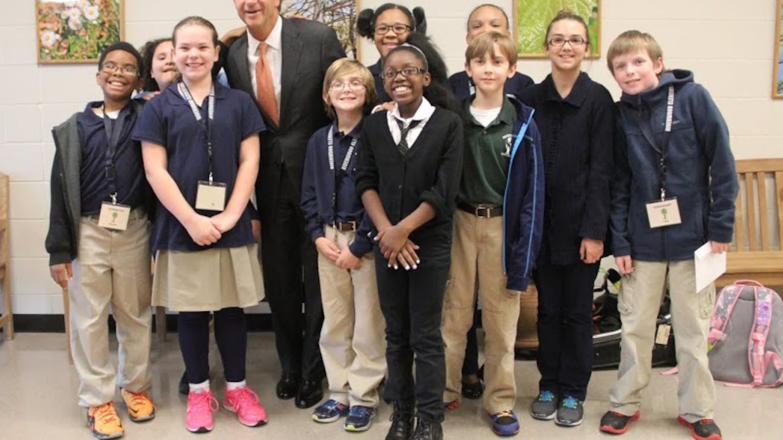 Gov. Bill Haslam poses in October with students at Riverwood Elementary School in Cordova, where he celebrated Tennessee's 2015 NAEP results.