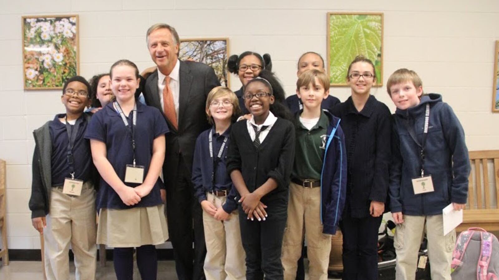 Gov. Bill Haslam poses in October with students at Riverwood Elementary School in Cordova, where he celebrated Tennessee's 2015 NAEP results.