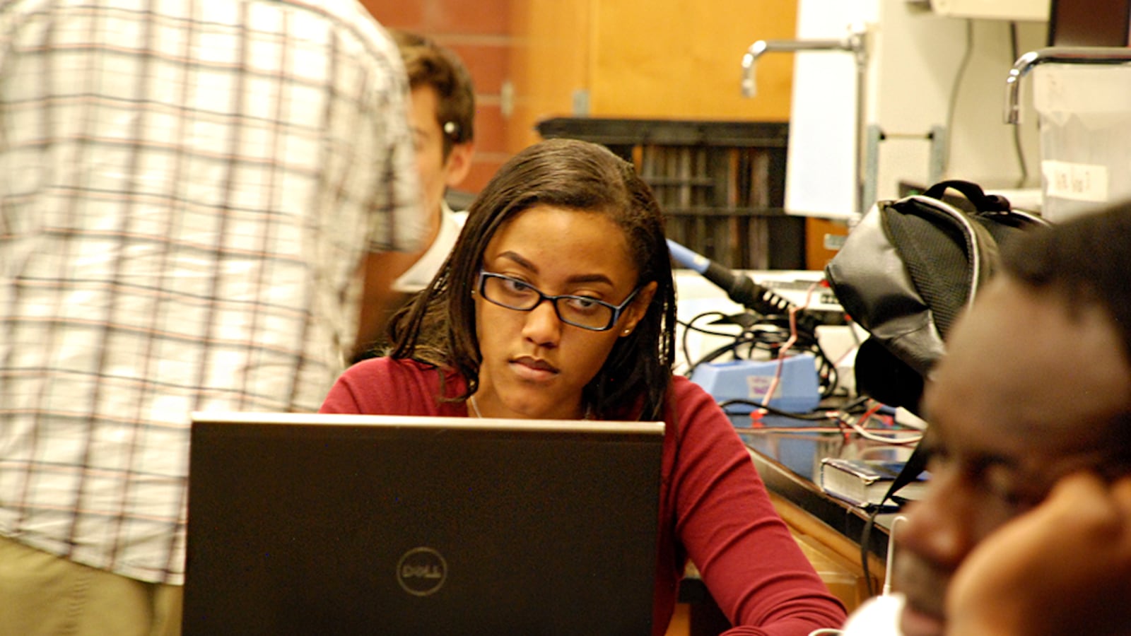 Rangeview junior Coree Morgan works on an assignment in her electronics class.