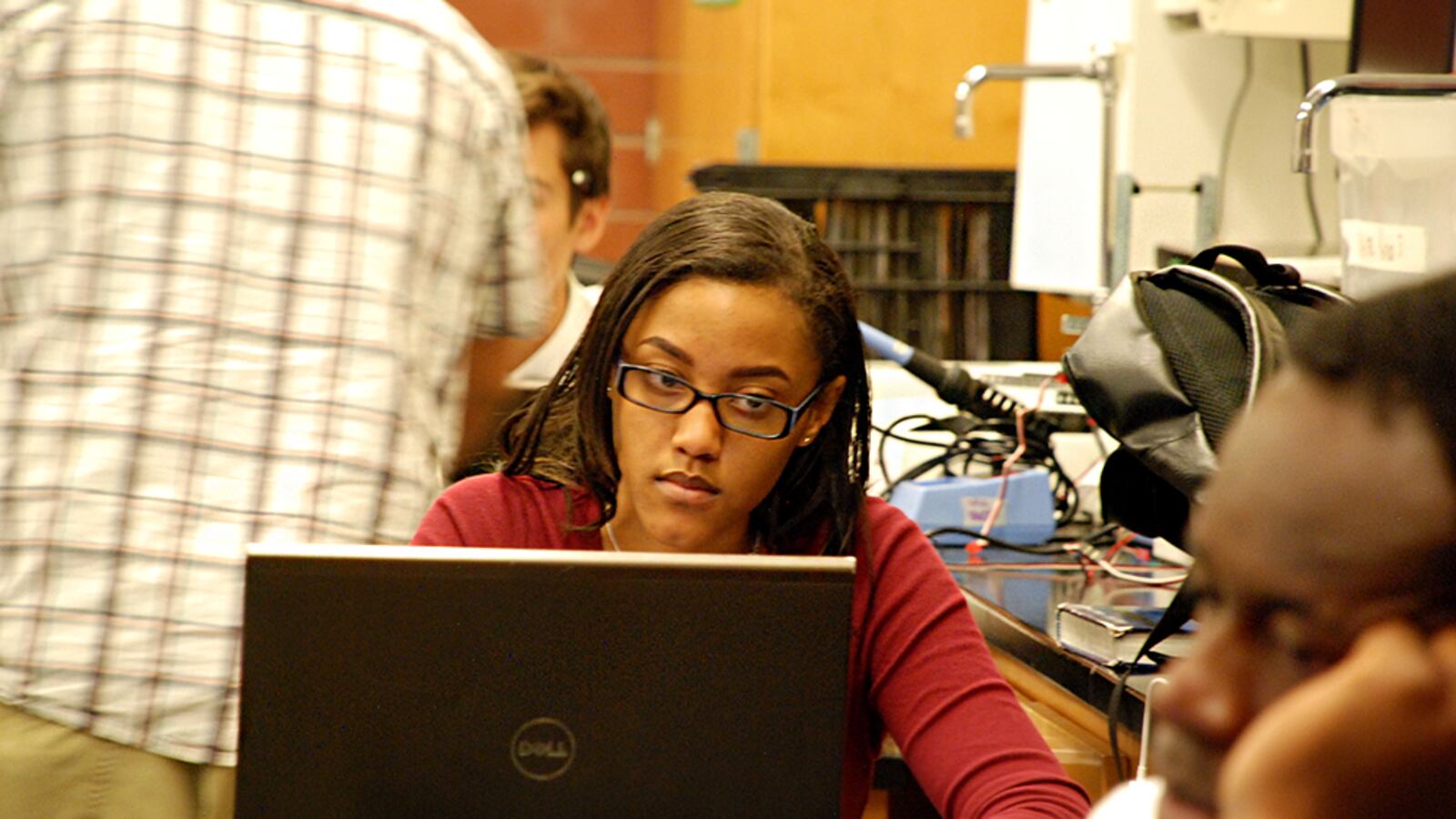 Rangeview junior Coree Morgan works on an assignment in her electronics class.