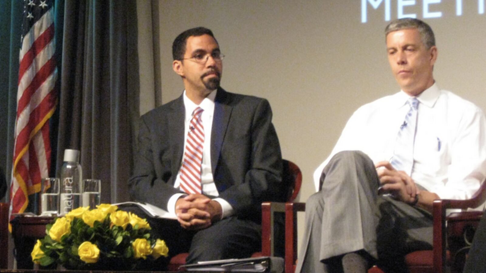 U.S. Education Secretary Arne Duncan and then-New York State schools chief John King in 2012.