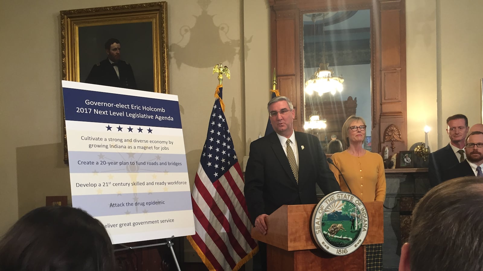 Gov.-Elect Eric Holcomb presents his 2017 legislative agenda.