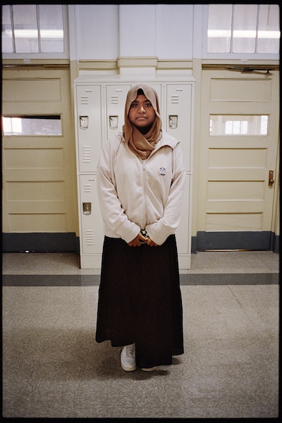 Student Sadiya Sultana of Jennifer Alvarez's 9th grade Global History class at the High School for Health Professions and Human Services on Friday, October 11, 2024 in Manhattan, New York.