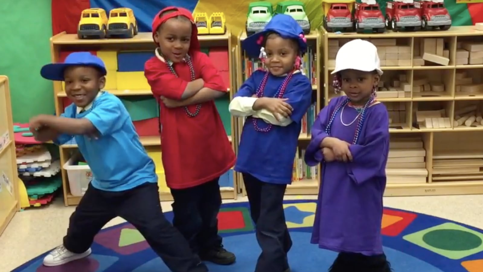 Students at Coleman A. Young Elementary School pose in a screenshot from "Pushing to Success."