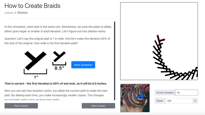 A white background with black computer text and a photograph of a person with cornrows.