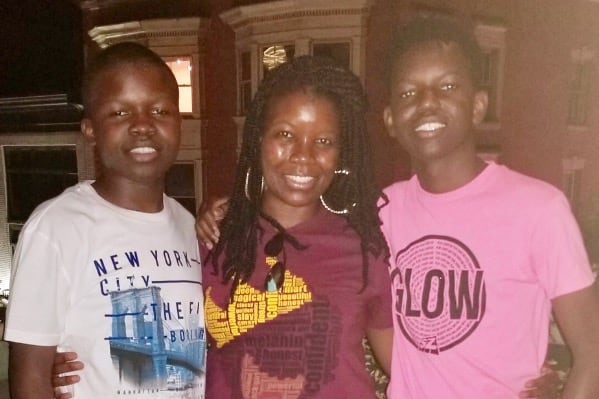 Tanya Lopez flanked by her two sons.