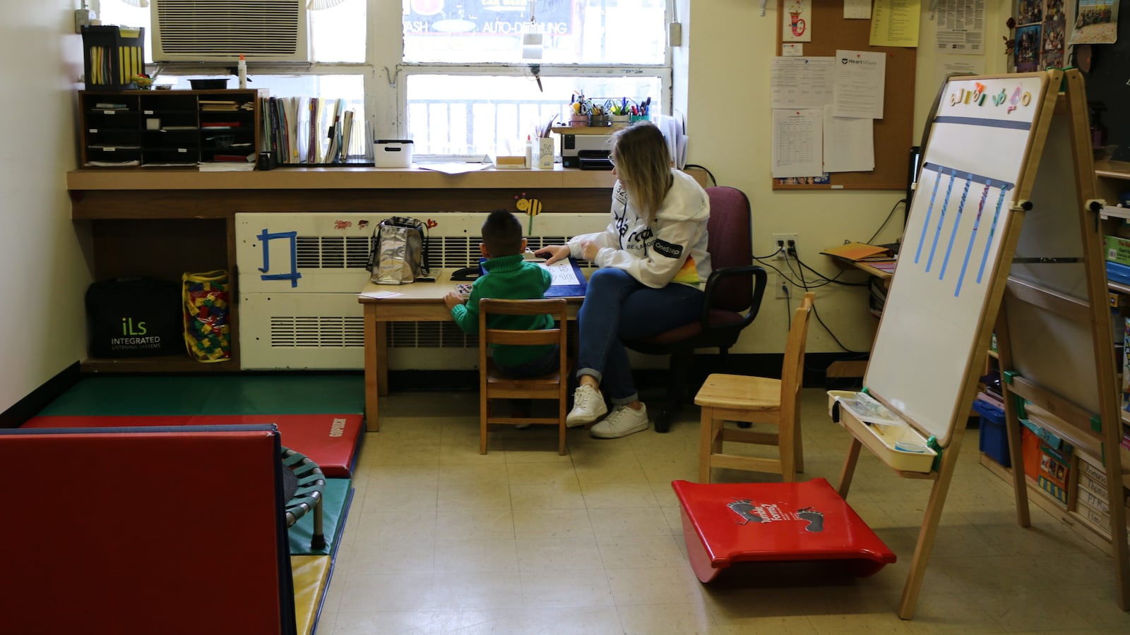 A student with disabilities at HeartShare Taranto preschool in Brooklyn receives occupational therapy.