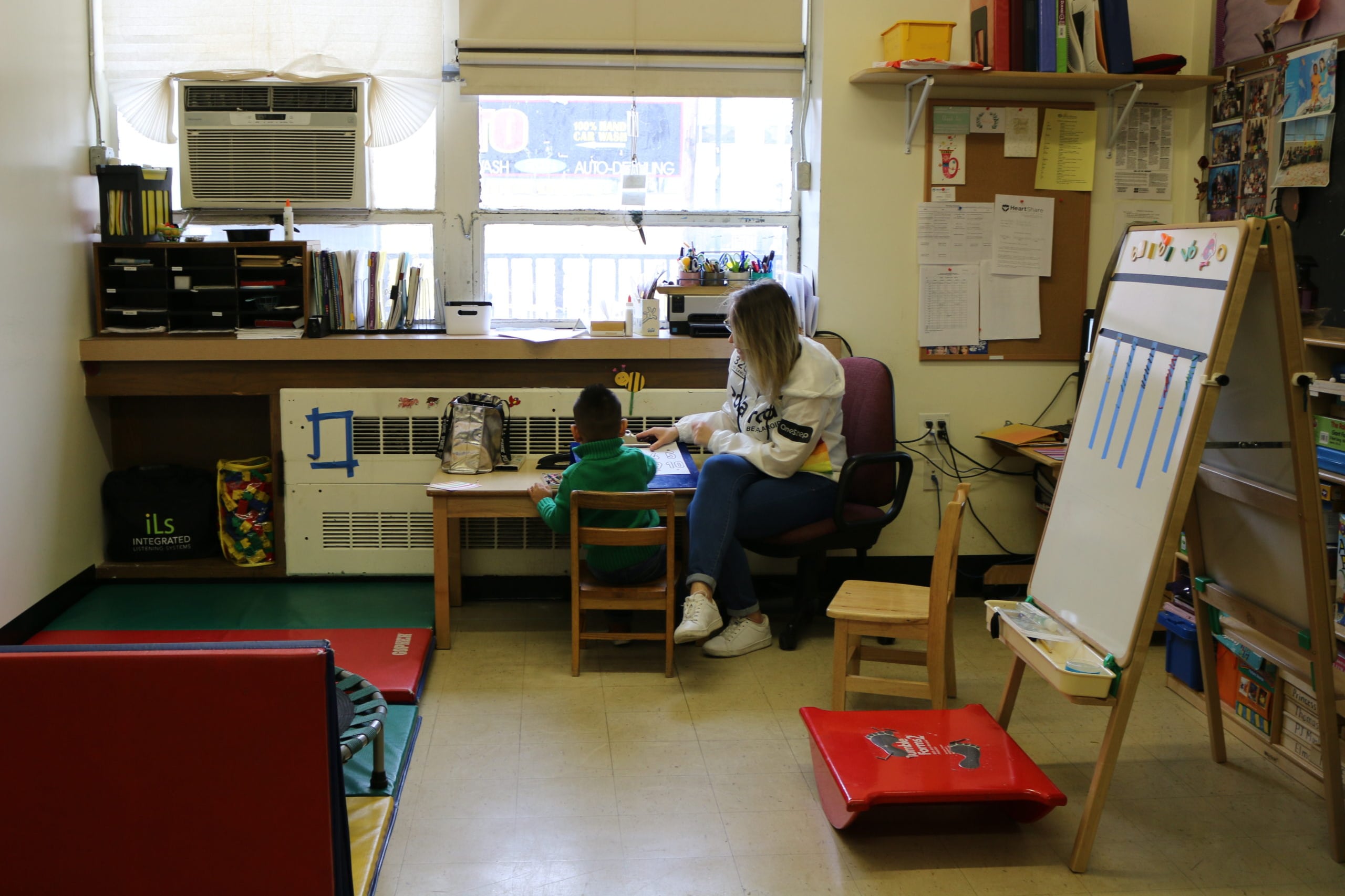 A student with disabilities at HeartShare Taranto preschool in Brooklyn receives occupational therapy.