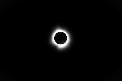 A black sky with a total eclipse sun.