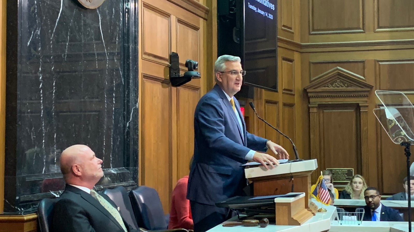 Indiana Gov. Eric Holcomb delivers his 2020 State of the State address on Jan. 14.
