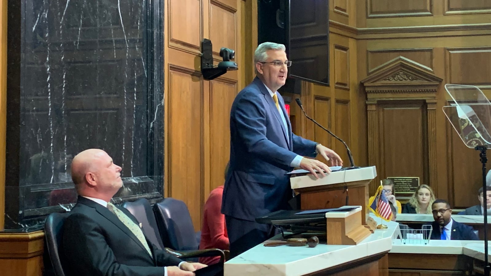 Indiana Gov. Eric Holcomb delivers his 2020 State of the State address on Jan. 14.