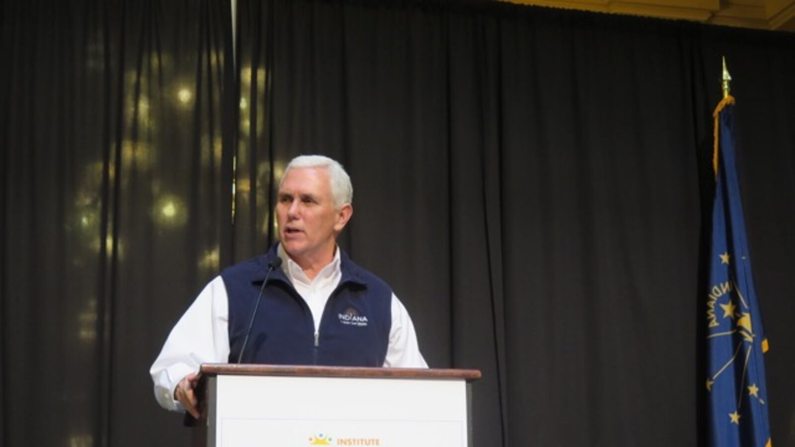 Then-Gov. Mike Pence speaks at a school choice rally at the Indiana statehouse in 2016.