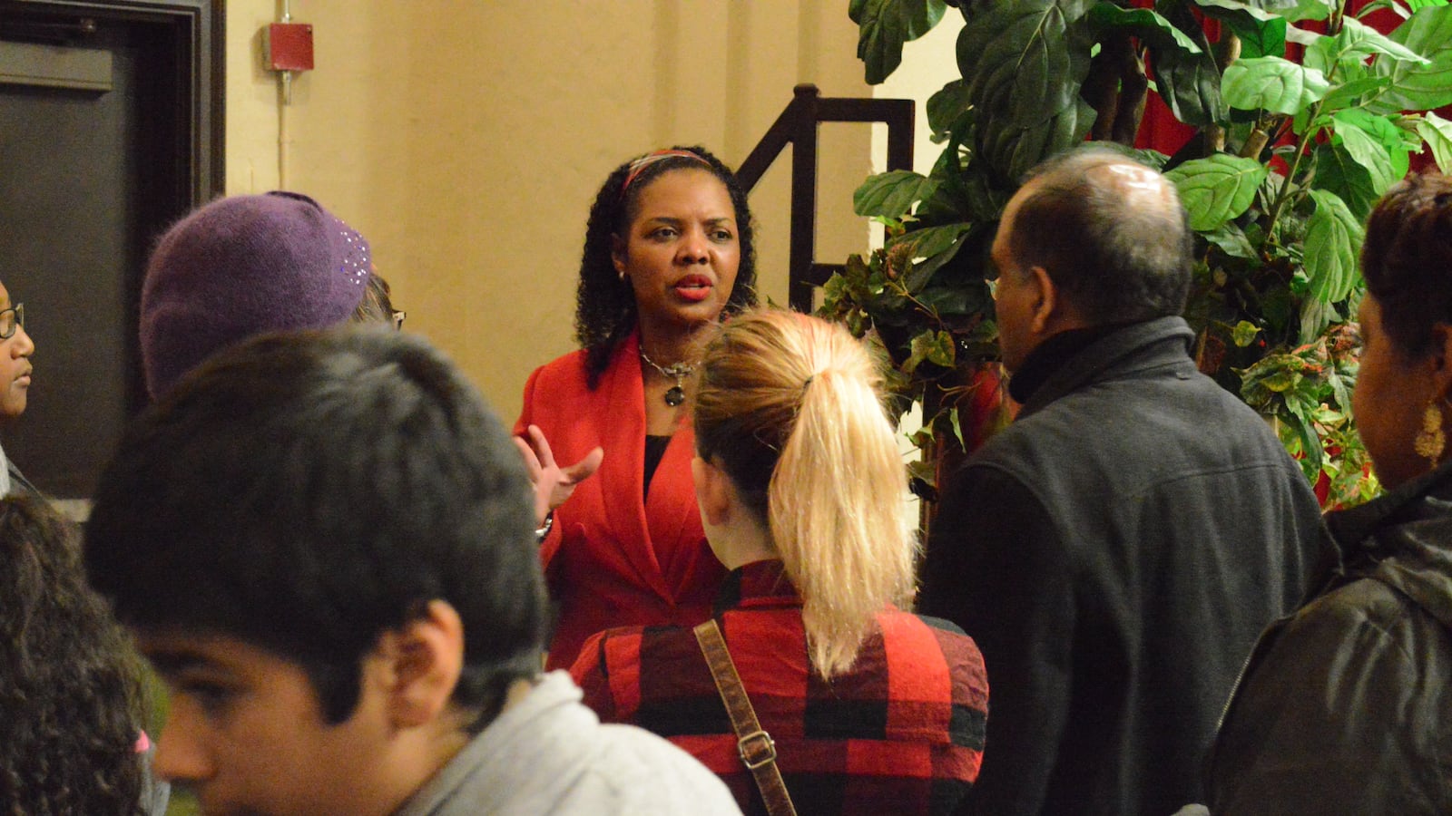 Principal Lischa Brooks meets with parents during an open house this week at Maxine Smith STEAM Academy.