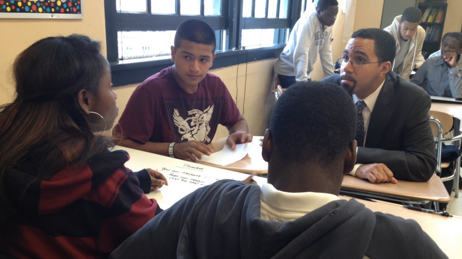 John King, visiting Brooklyn's Pathways in Technology Early College High School in 2012.
