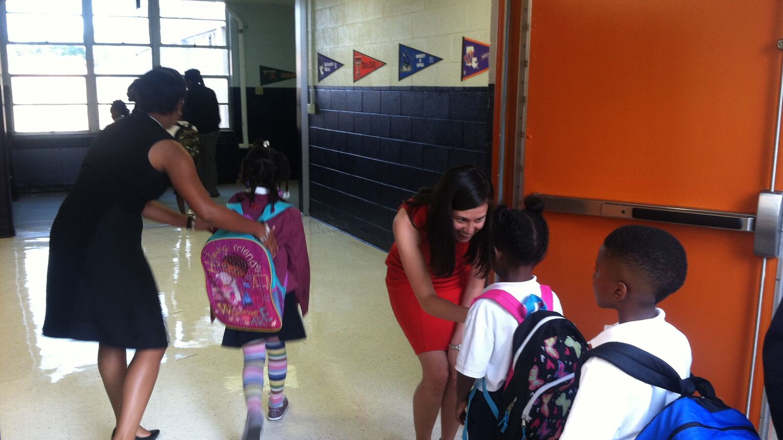 Students at Freedom Prep, a charter school in Memphis, are welcomed on the first day of school in 2015.