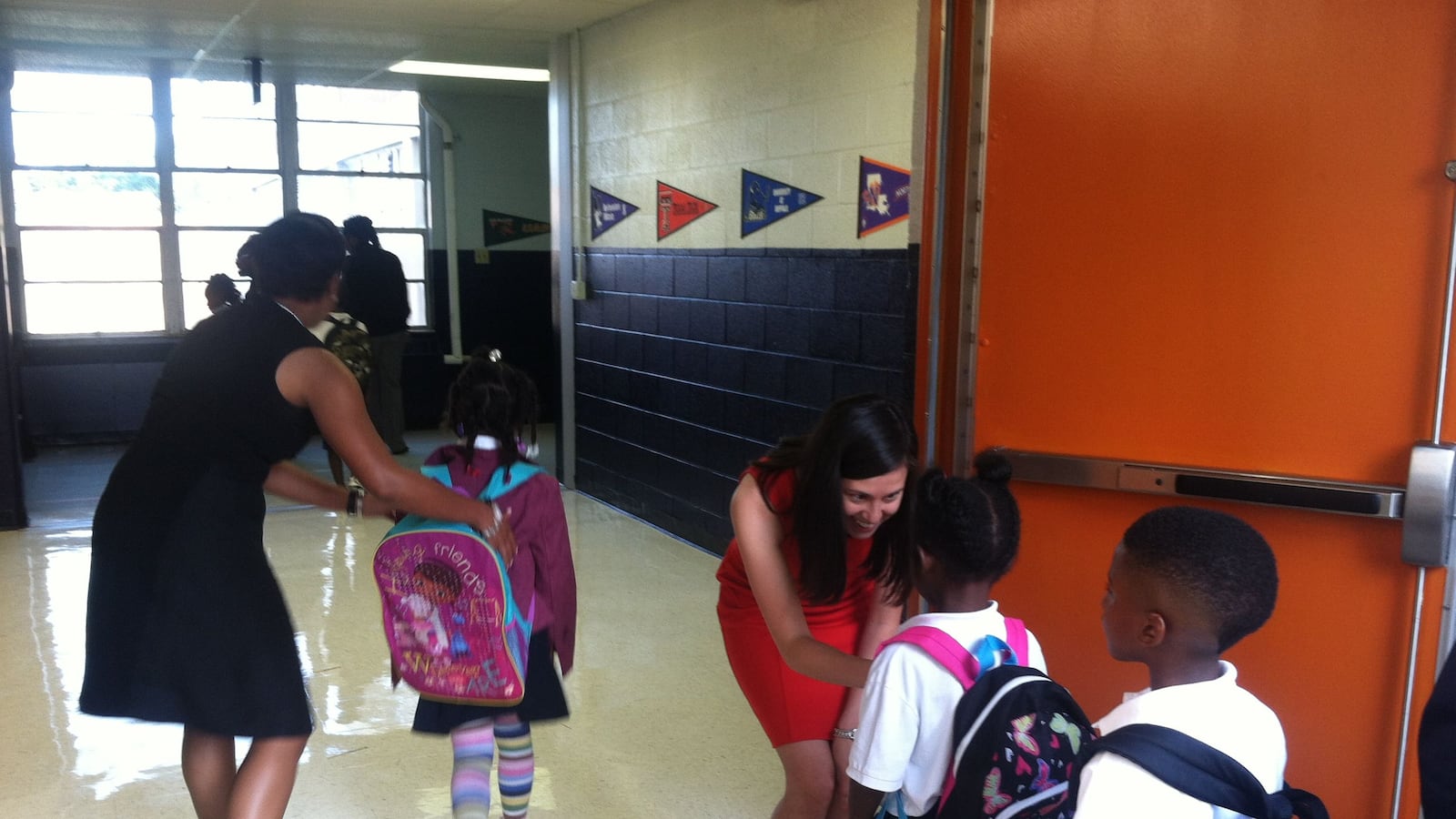 Students at Freedom Prep, a charter school in Memphis, are welcomed on the first day of school in 2015.