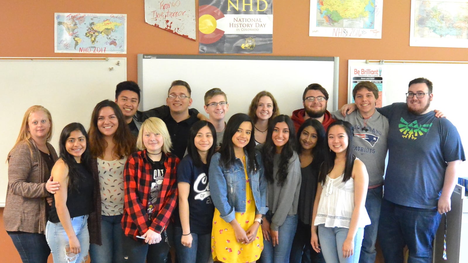 Kelly Cvanciger, at left, poses with students from her AP government class last year.