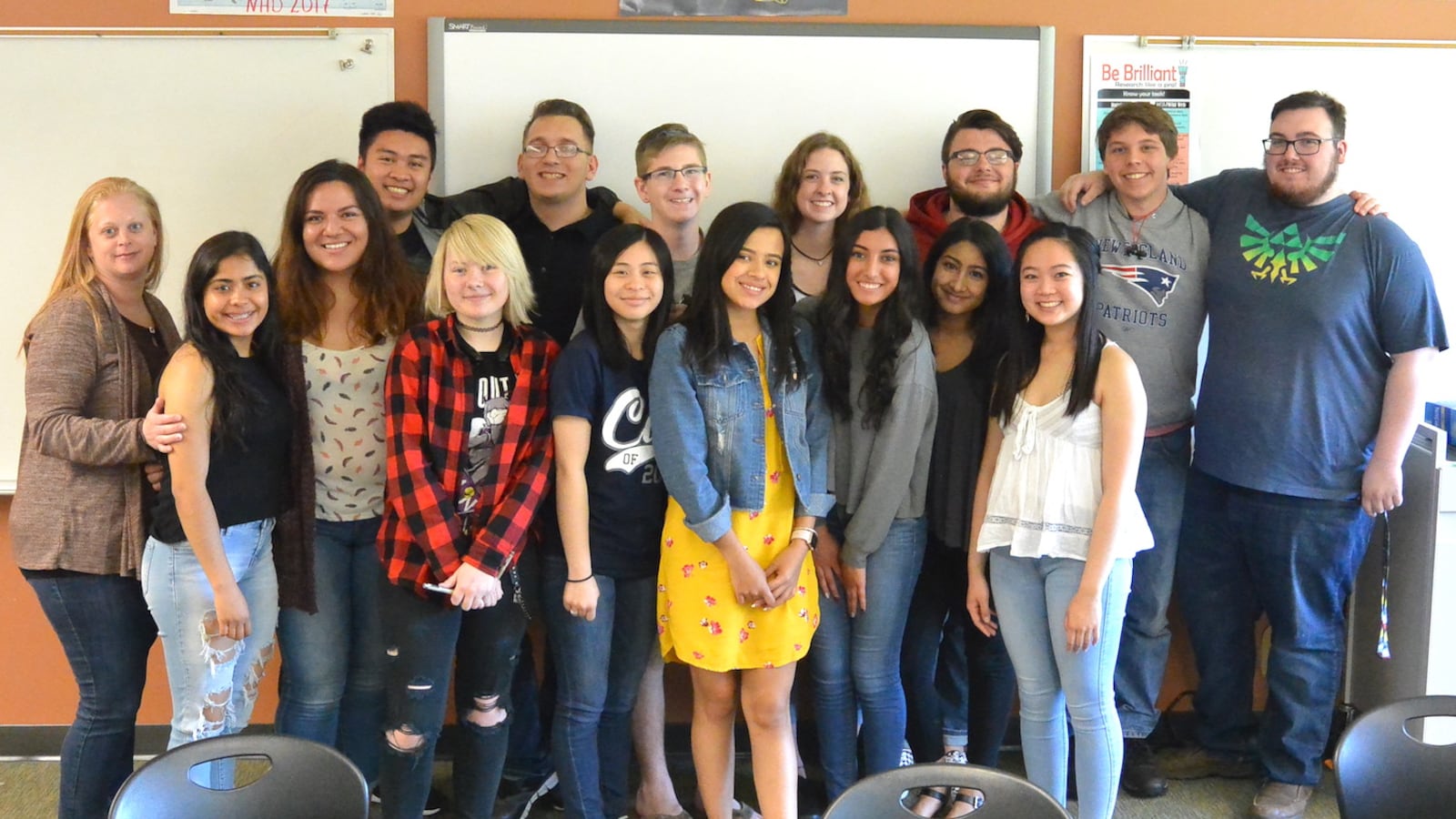 Kelly Cvanciger, at left, poses with students from her AP government class last year.