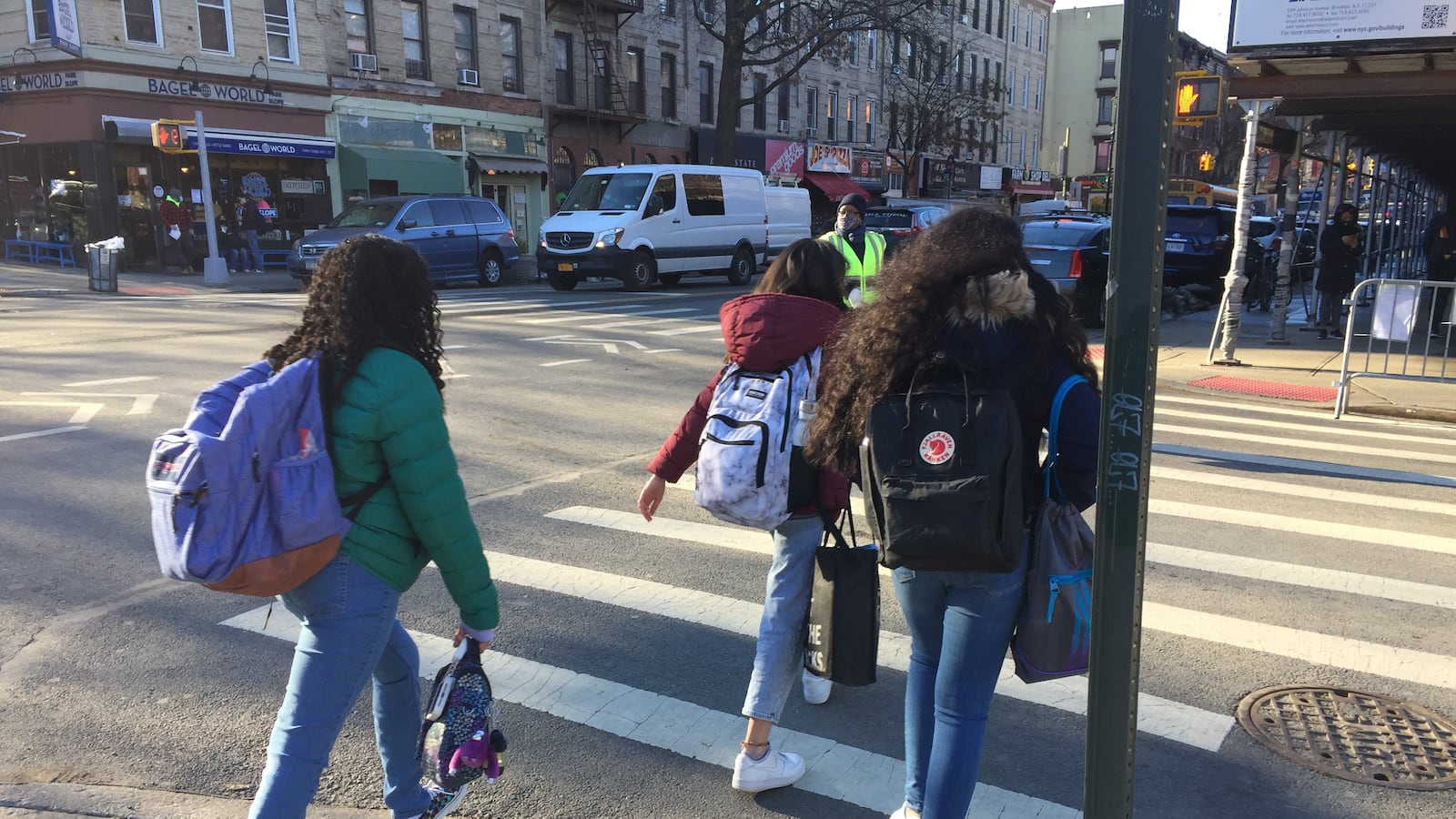 NYC middle schools reopened on Thursday, Feb. 25. Students at M.S. 51 in Park Slope, Brooklyn streamed into the building, socially distanced and masked.