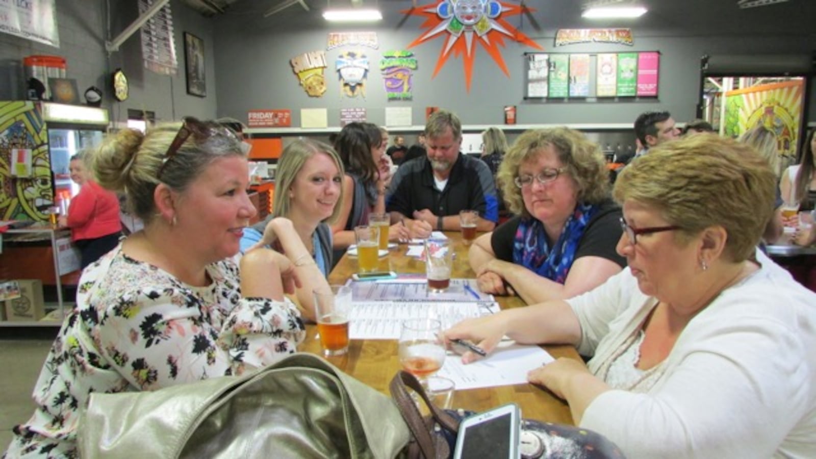 The team from IPS School 79 got the most right answers Moday at Education Trivia Night at Sun King Brewery sponsored by Chalkbeat and WFYI Public Media.