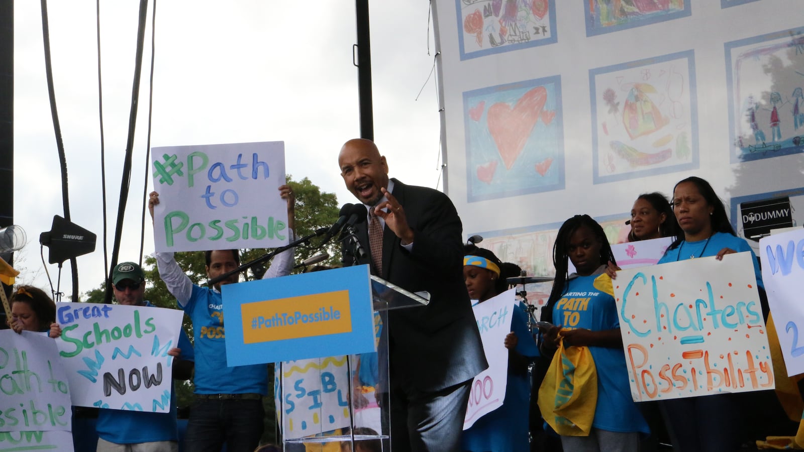A pro-charter school rally in New York City in 2016.
