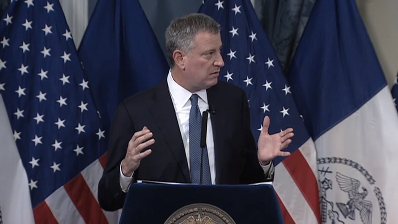 Mayor Bill de Blasio presents his preliminary budget for fiscal year 2016.